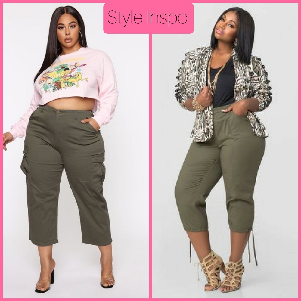 Drawstring Cargo Capris (plus size)